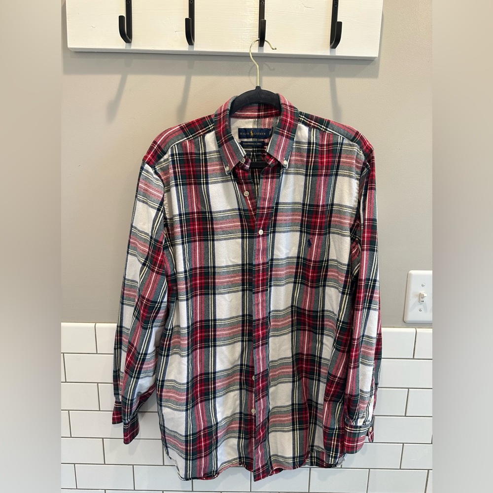 Ralph Lauren Plaid Men's Flannel Shirt - Large Tall